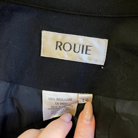 Vintage Rouie 100% Virgin Wool Black Trench Coat - Picture 4 of 5